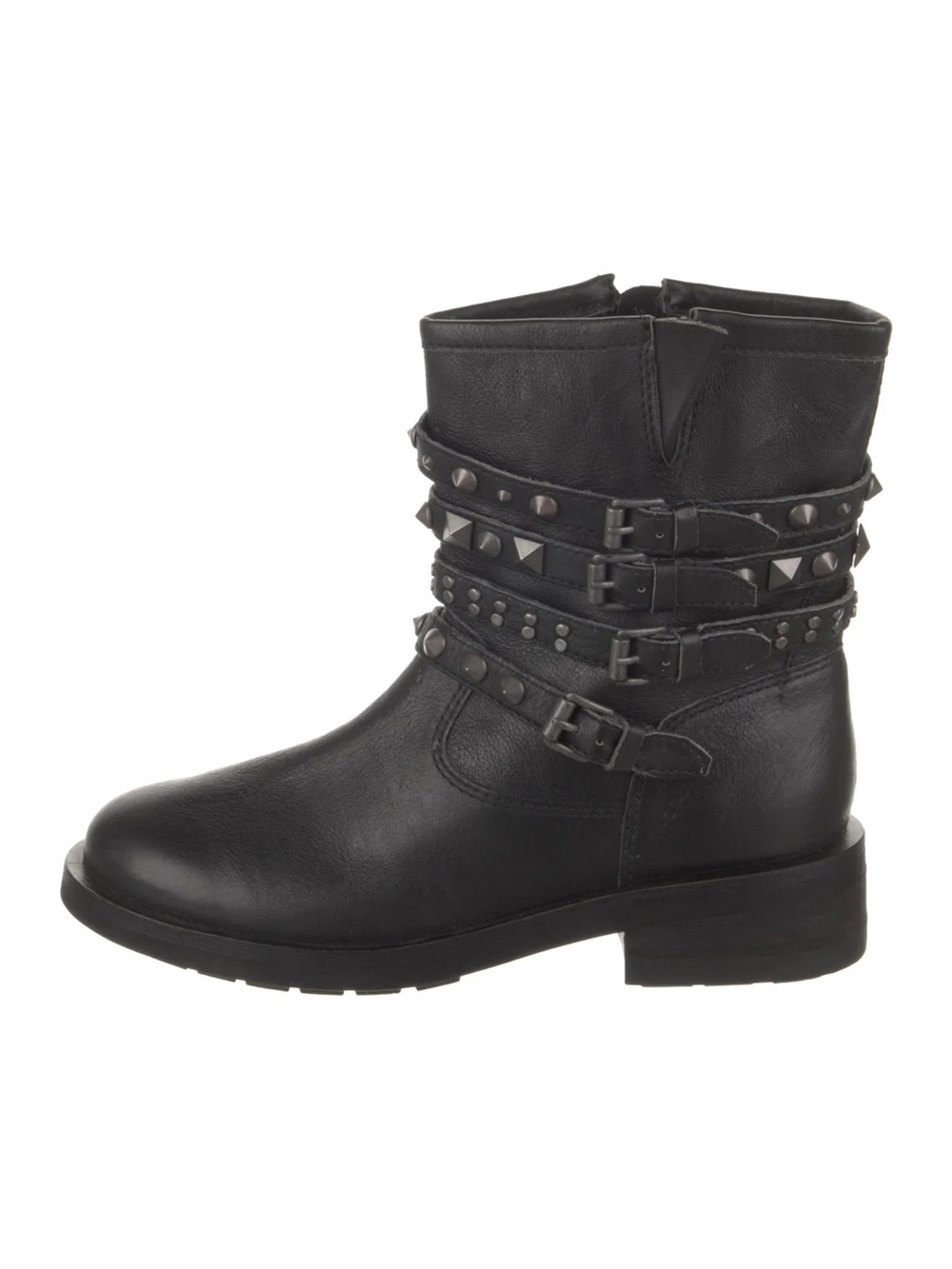 SCHUTZ Black Studded Leather Ankle Boots